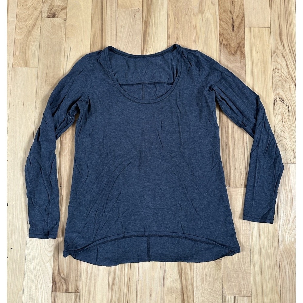 Lululemon Shirt Womens Large Gray Long Sleeve Scoop Neck Athleisure Top